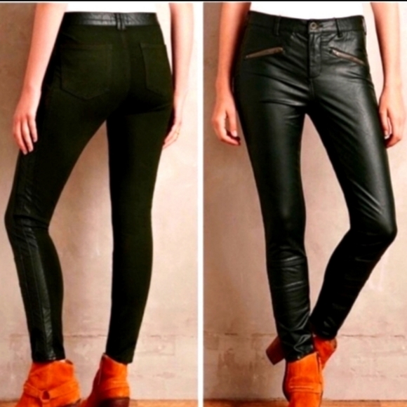 Pilcro and the Letterpress Pants - Anthropologie Pilcro And The Letterpress Faux leather moto style pants size 27